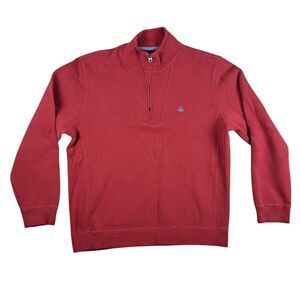 Brooks Brothers Sweater Mens L Quarter Zip Maroon Sweatshirt Pullover Casual